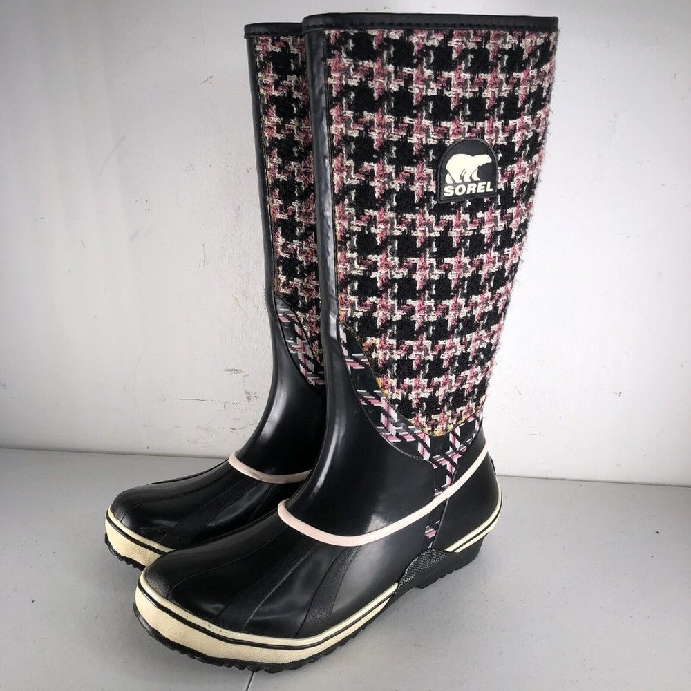 Sorel Sorellington Pink Black Tweed Boots